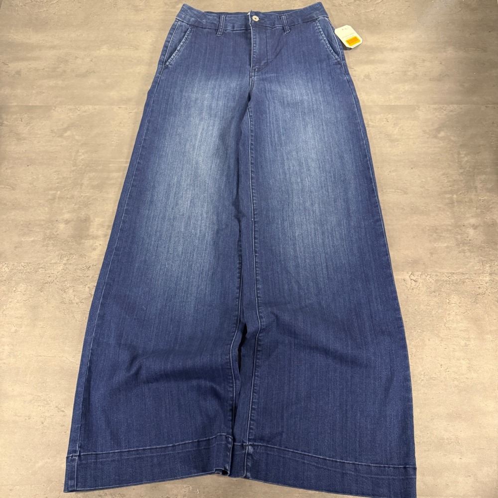 Altar'd State Wide Leg Jeans Womens 9 Indigo Blue High Rise Stretch Denim Boho